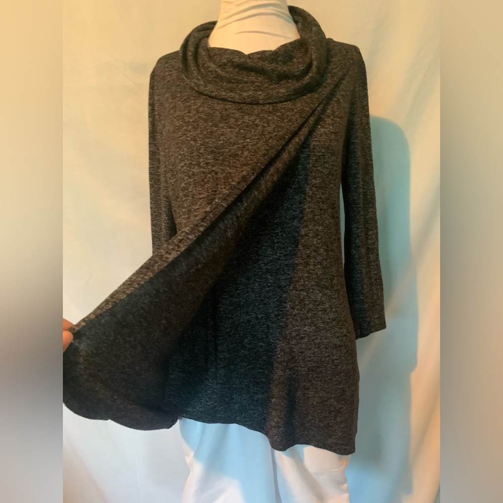 WHITE HOUSE BLACK MARKET ,CHARCOAL COZY COWL NECK ,TUNIC \SWEATER,SIZE MEDIUM